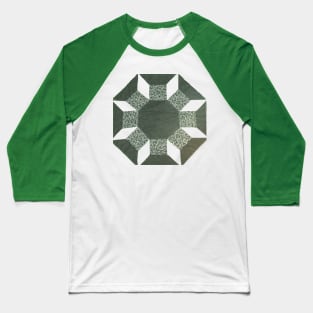 Quilt Pattern Castle in Green Baseball T-Shirt